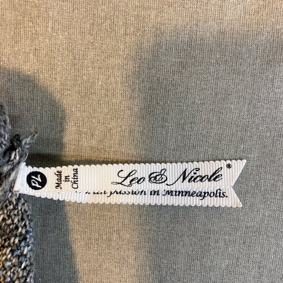 Leo and Nicole open front sweater in gray and navy blue, women's size petite L - Picture 6 of 6